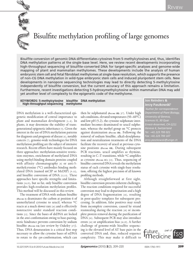 Bisulfite Methylation Profiling Techniques | PDF | Dna Sequencing | Dna ...