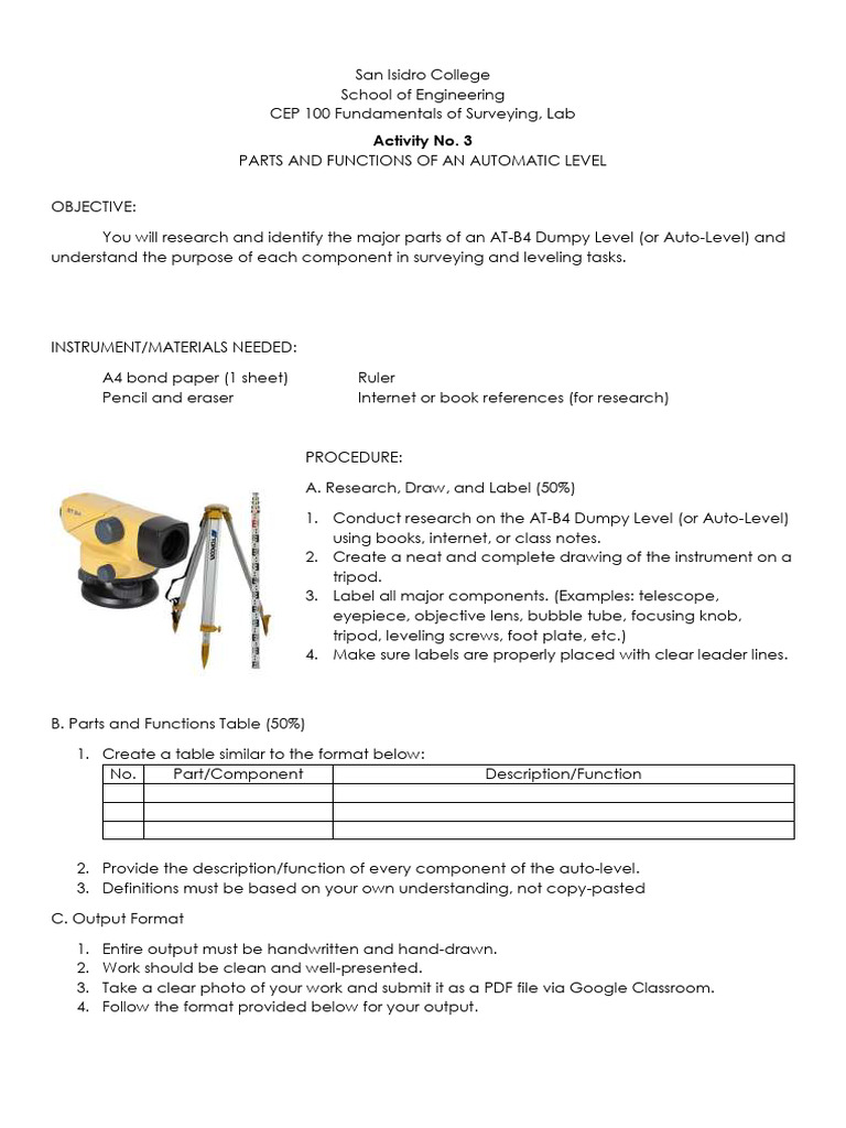 Automatic Level Parts and Functions Guide | PDF