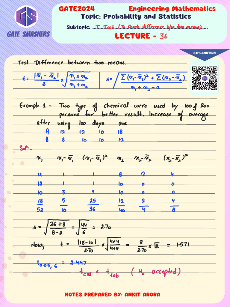 GATE 2024: Probability & Statistics Notes | PDF