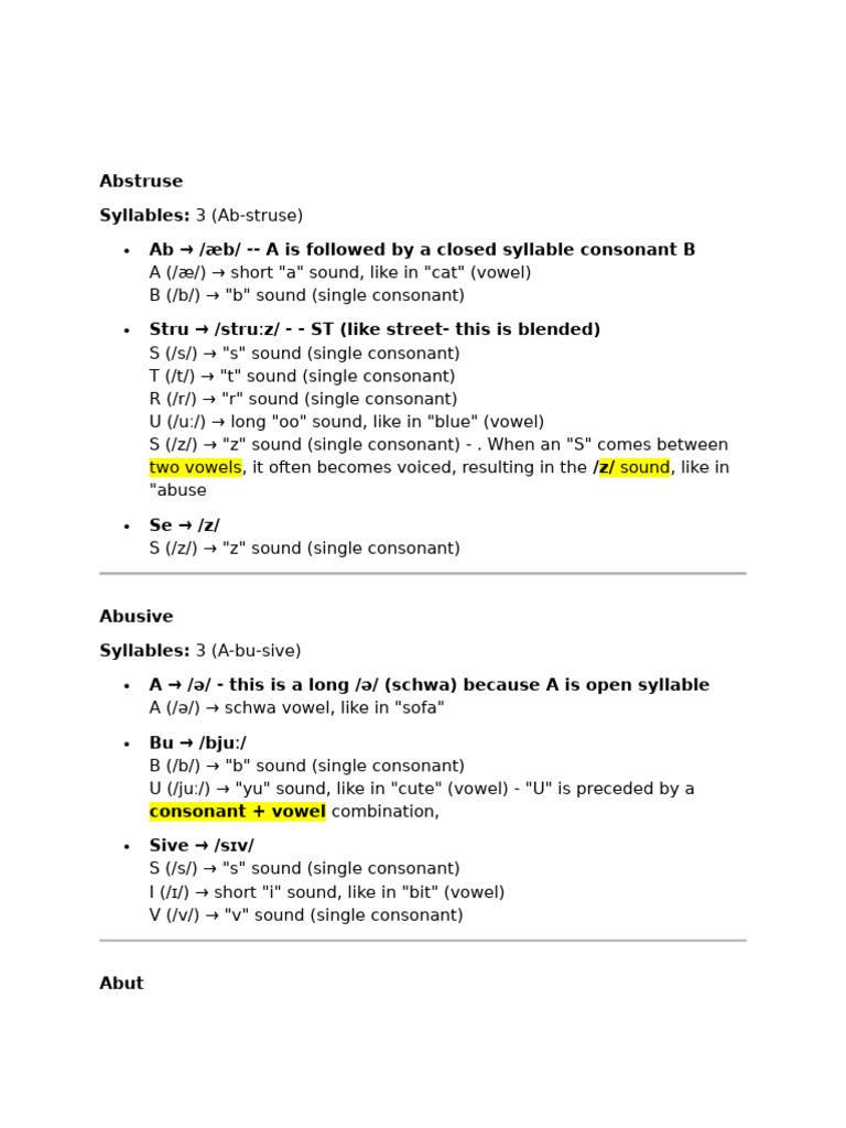 Syllable Breakdown of Complex Words | PDF | Consonant | Syllable