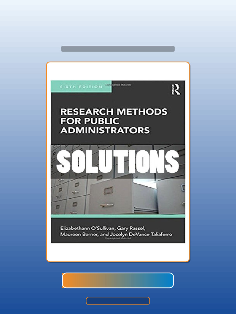 Research Methods for Public Administrators 6 Ed OSullivan eBook and ...