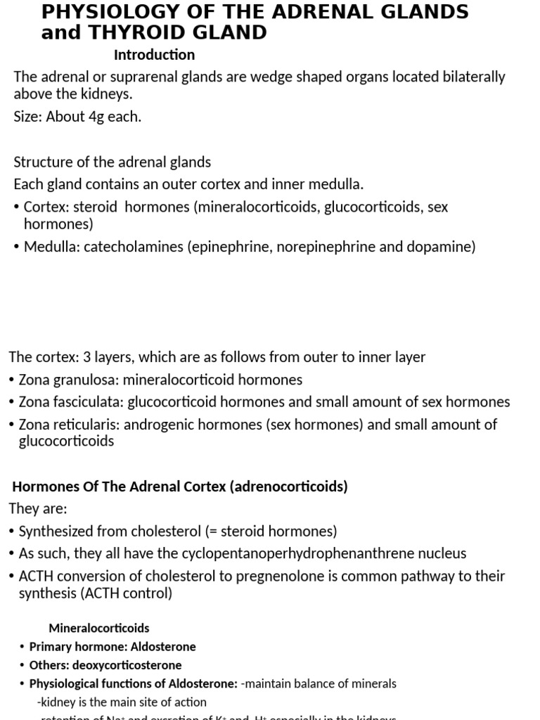 1a2 Physiology of Adrenal Glands and Thyroid Gland | PDF | Adrenal ...