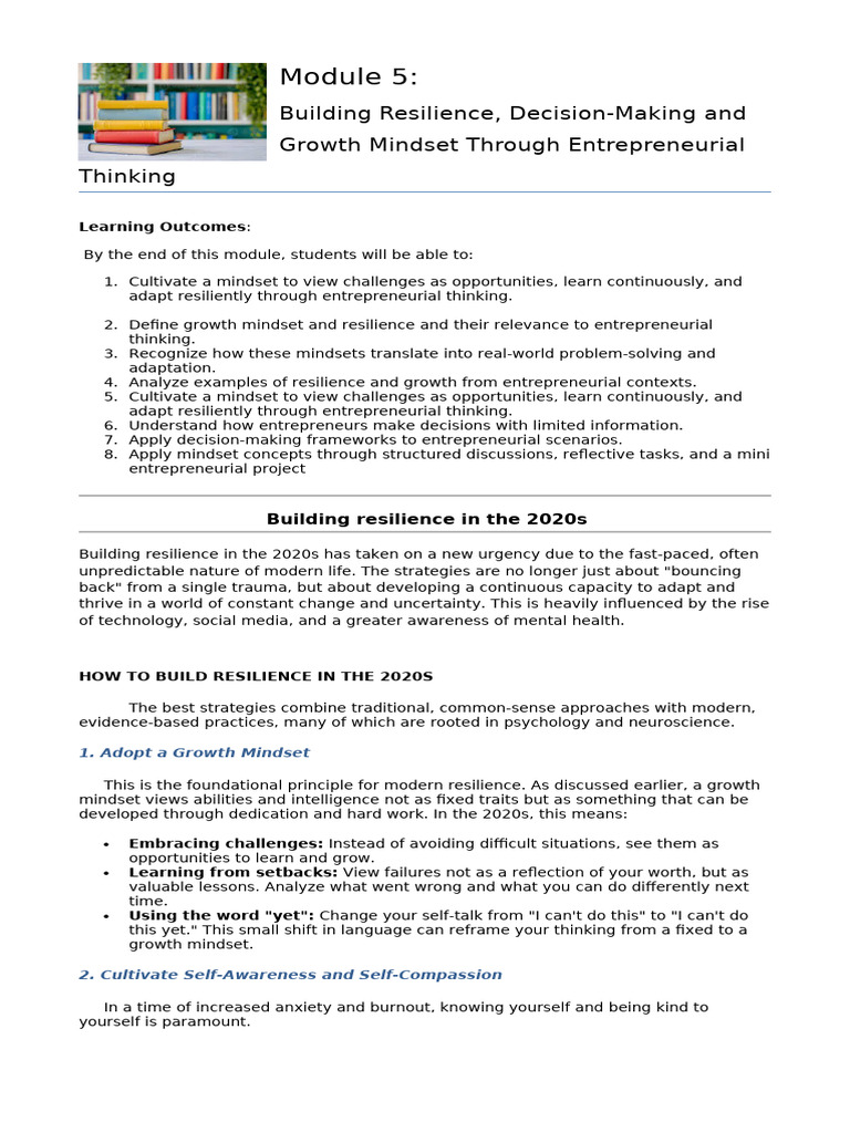 Resilience and Decision-Making in Entrepreneurship | PDF | Mindset ...