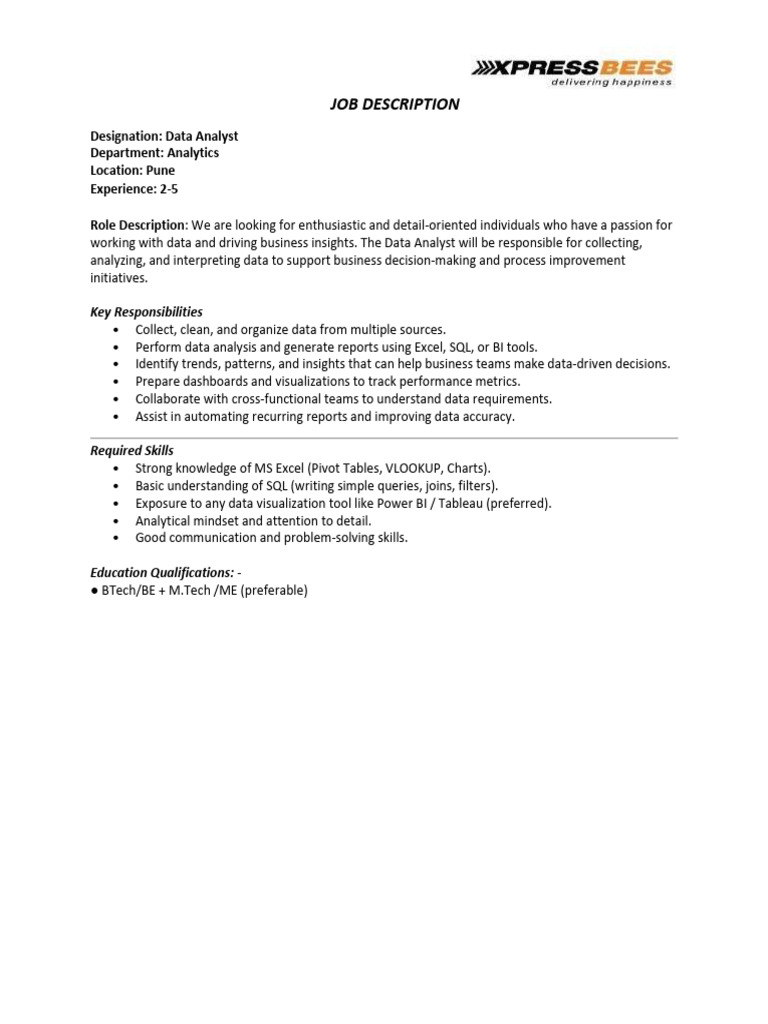 JD IJP Data Analyst | PDF