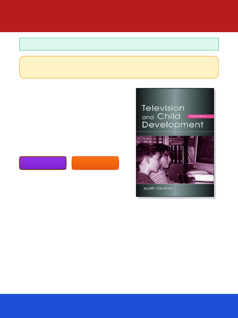 Television and Child Development 3rd Edition Judith Van Evra Ebook ...