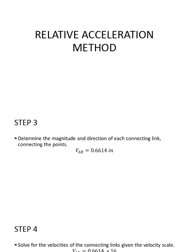 Relative Acceleration Calculation Steps | PDF