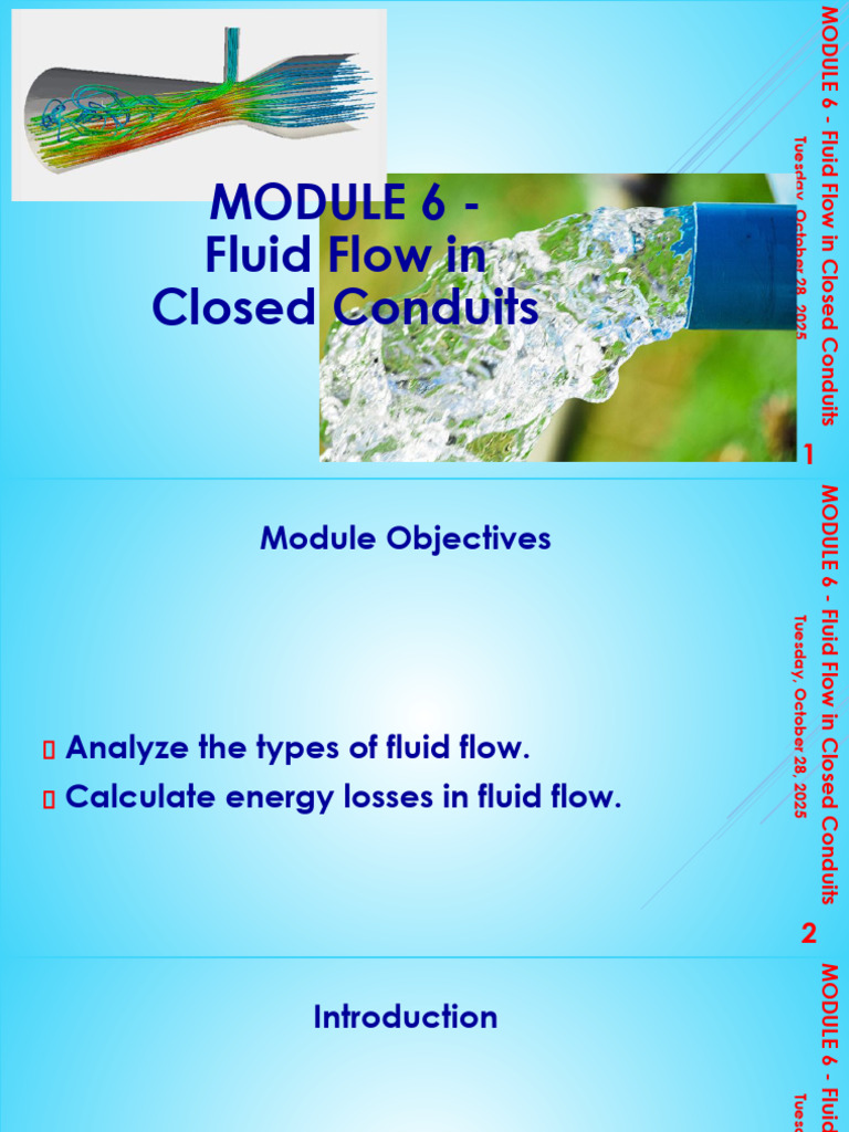 Fluid Flow in Closed Conduits Guide | PDF | Fluid Mechanics | Laminar Flow