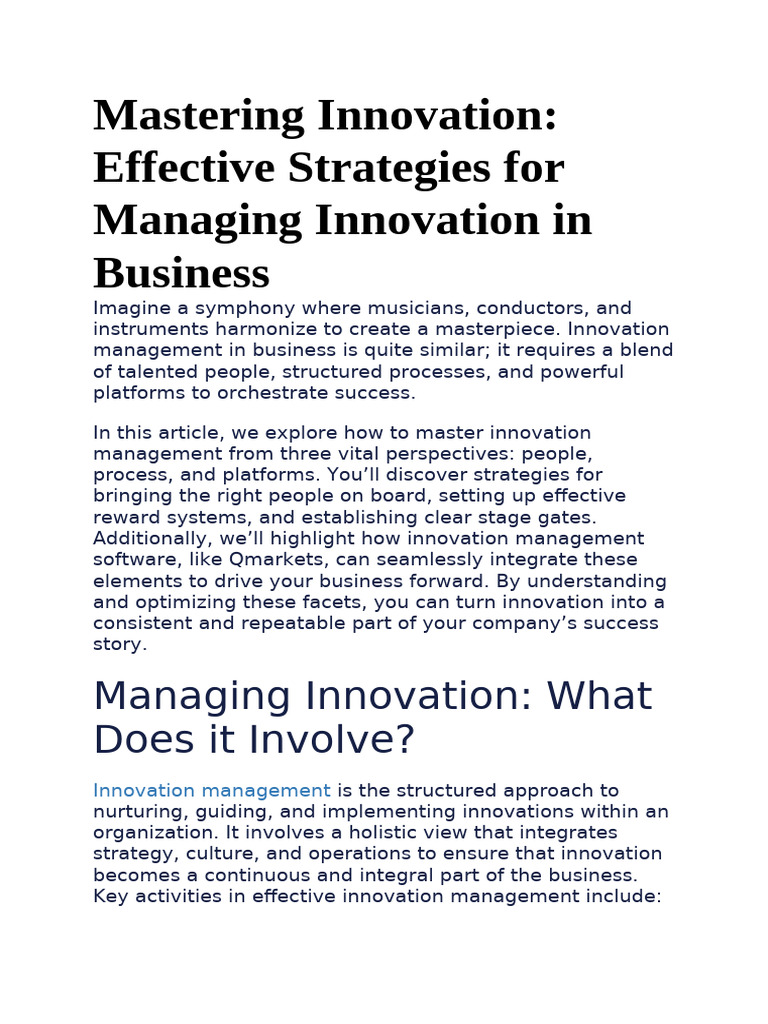 Mastering Innovation Management Strategies | PDF | Innovation ...