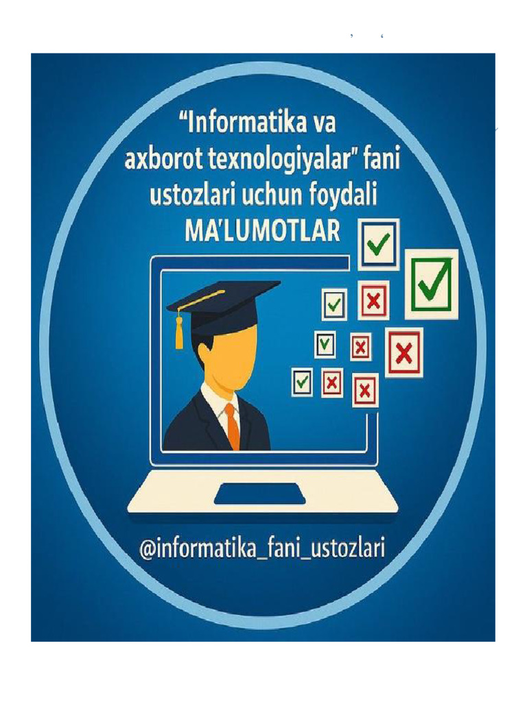 Informatika Fanidan 1000+ Testlar @informatika Fani Ustozlari Kanali | PDF