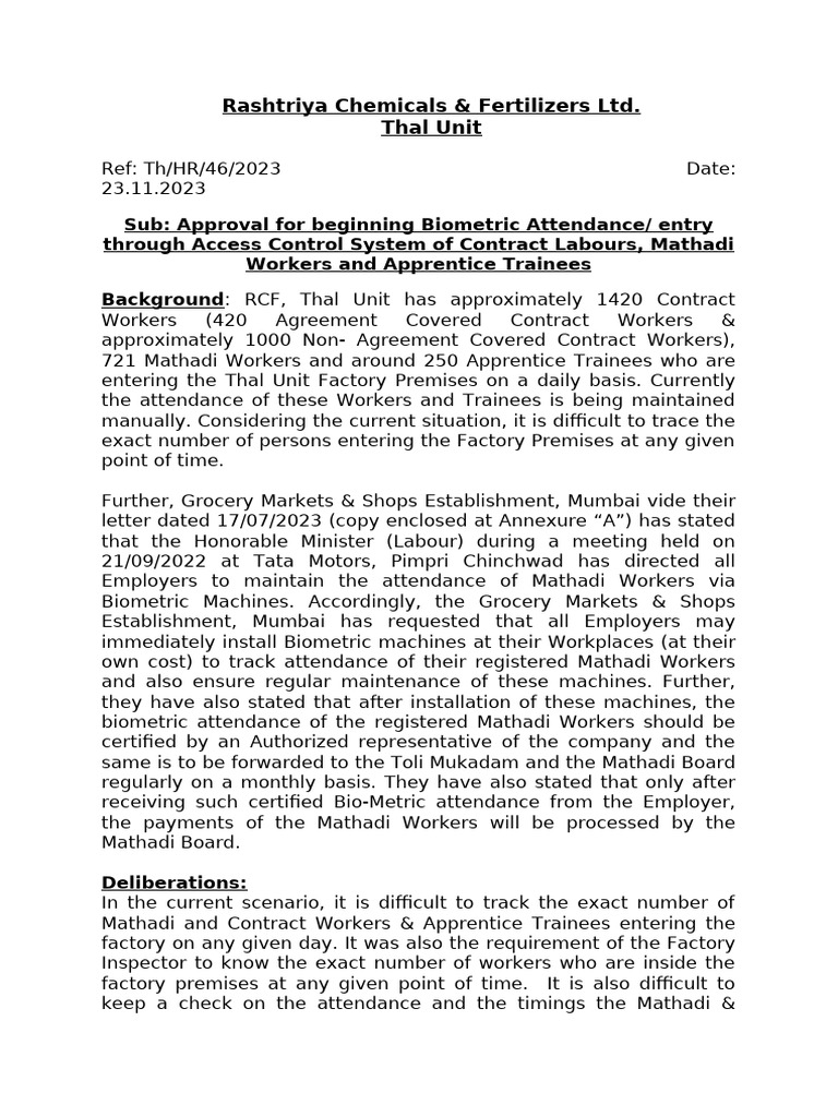 Biometric Attendance System Proposal | PDF | Employment | Economies