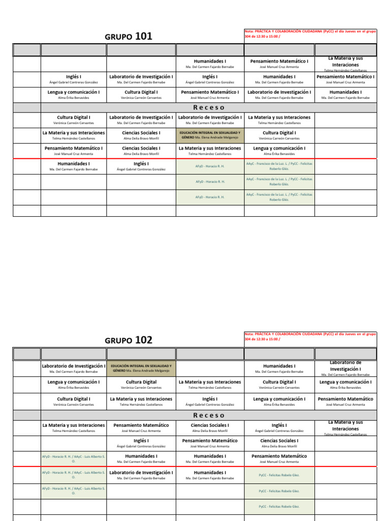 Horario de Clases Semanal 2023 | PDF | Educación en artes liberales