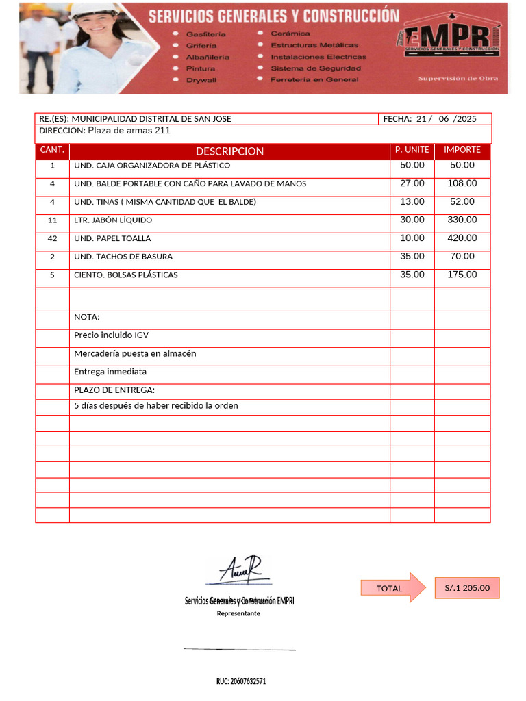 Compra de Suministros para Municipalidad | PDF