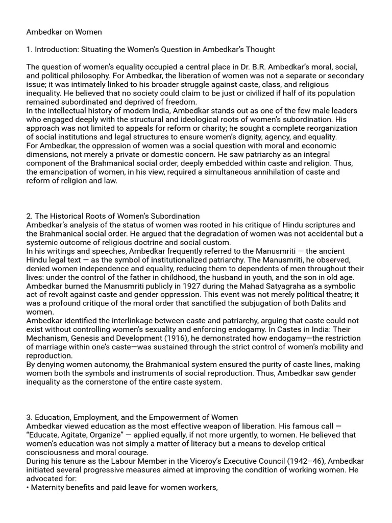 Ambedkar's Vision for Women's Equality | PDF | Gender Studies | Feminism