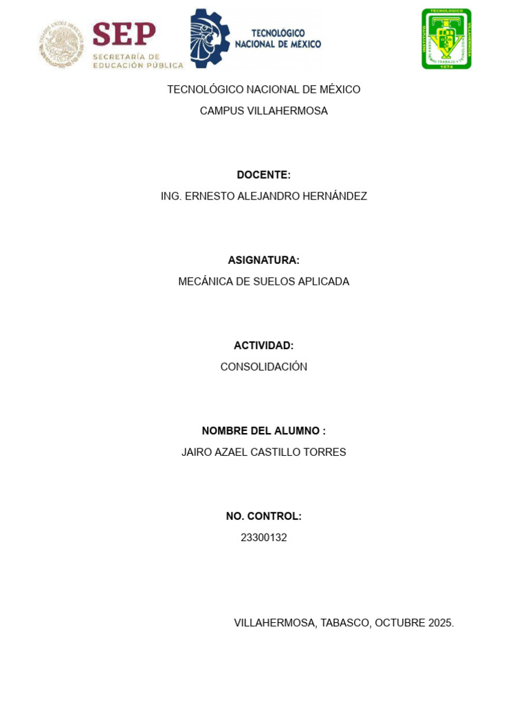 CONSOLIDACIÓN Jairo Azael Castillo Torres (2) | PDF | Suelo | Agua