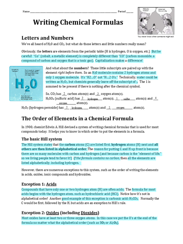 Understanding Chemical Formulas and Naming | PDF | Chemical Compounds ...