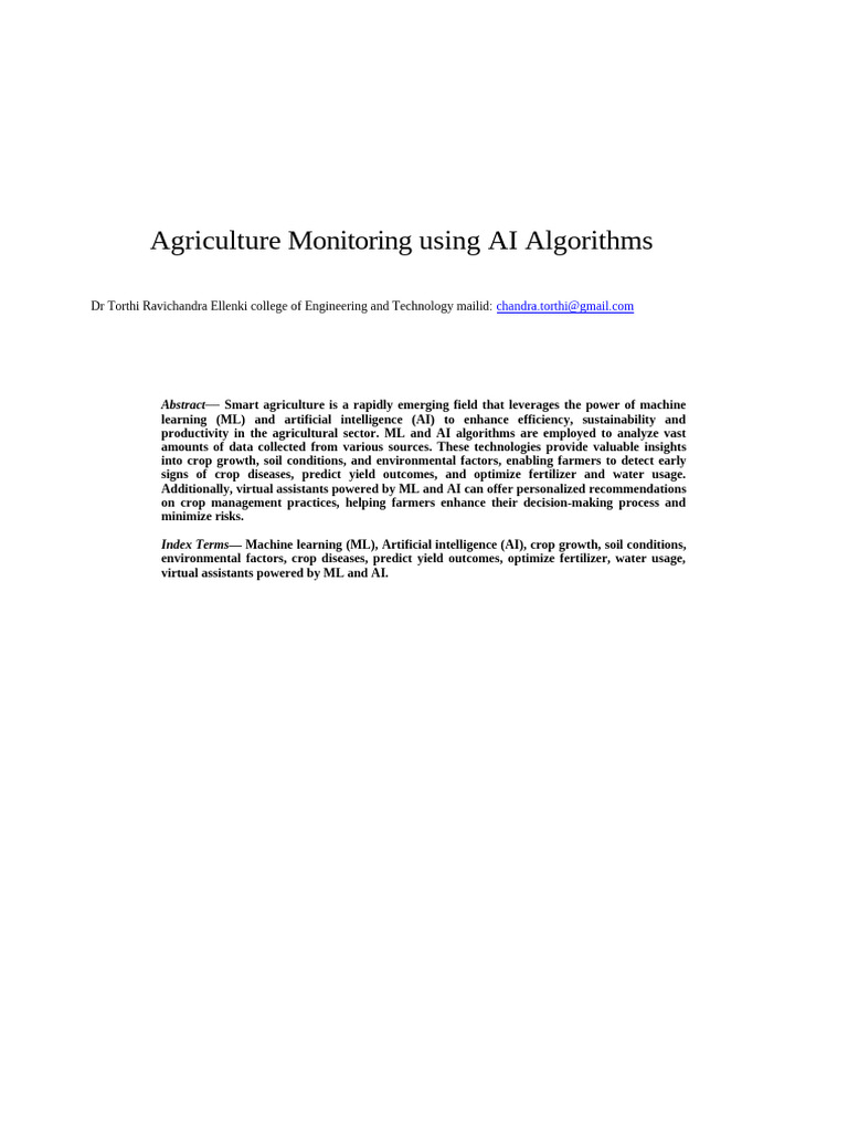 AI-Driven Smart Agriculture Solutions | PDF | Machine Learning ...