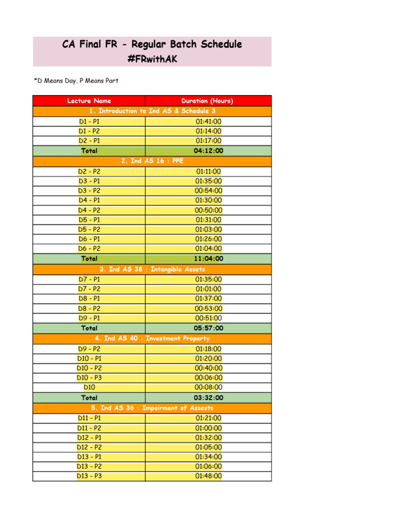 CA Final FR Regular Batch Schedule | PDF | Chess Openings | Chess