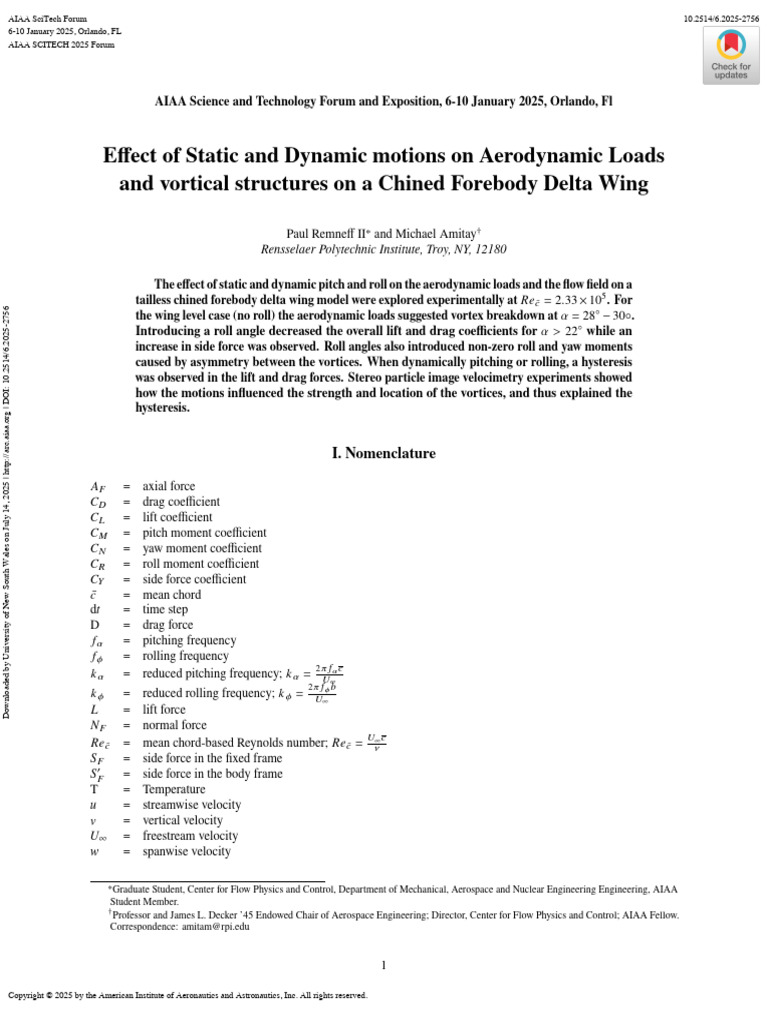 Aerodynamic Effects on Delta Wing Dynamics | PDF | Lift (Force) | Vortices