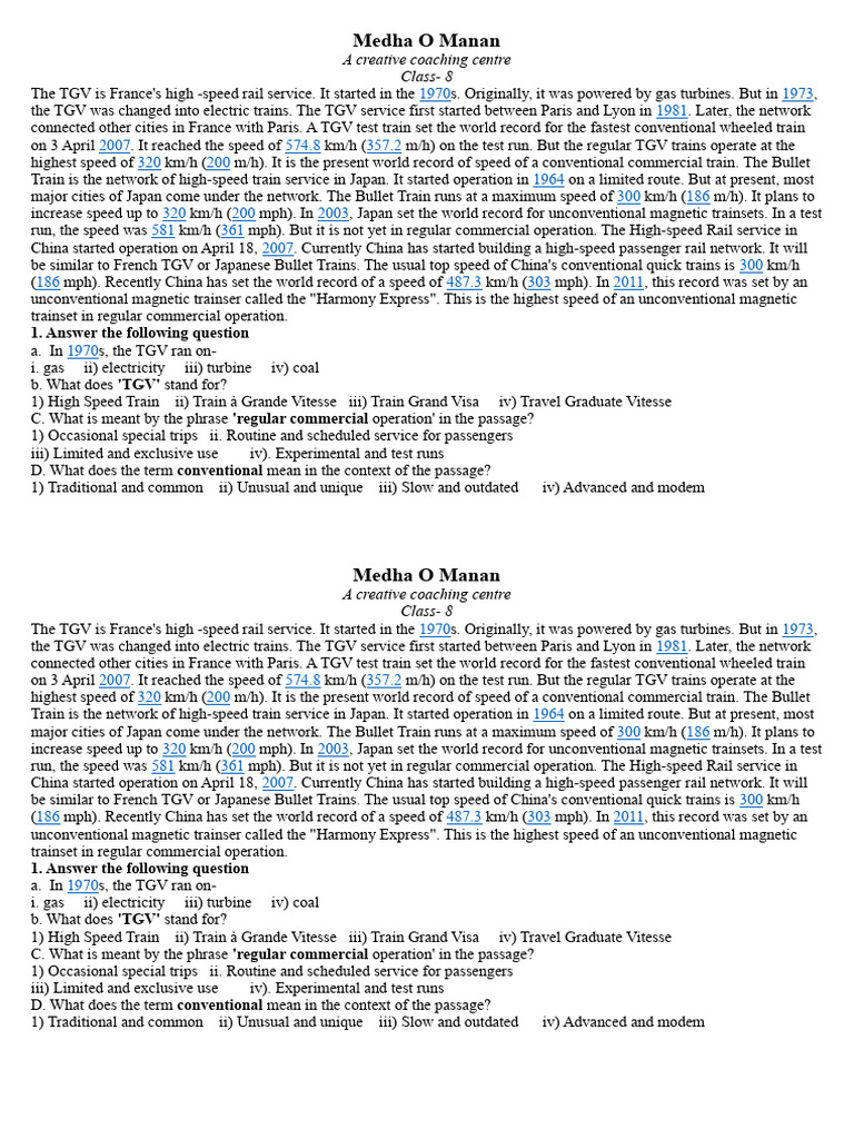 High-Speed Train History and Records | PDF | High Speed Rail | Train