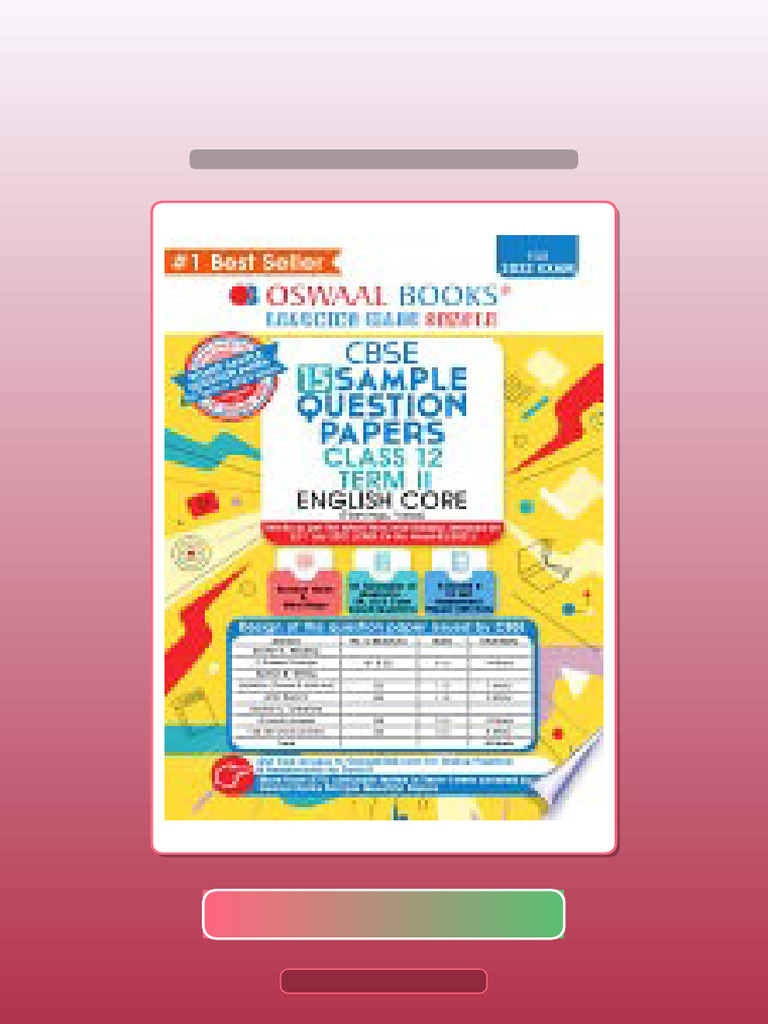 Oswaal CBSE Sample Question Paper for Term2 Clas 12 English Core Book ...