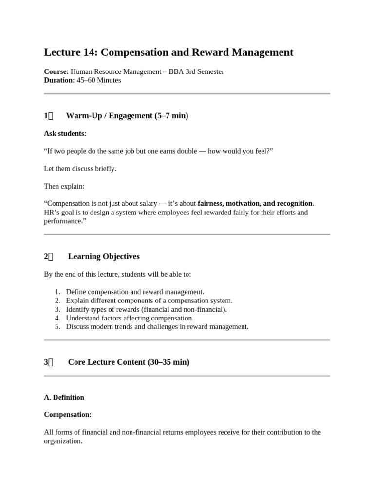 Compensation and Reward Management Overview | PDF | Cost Of Living ...