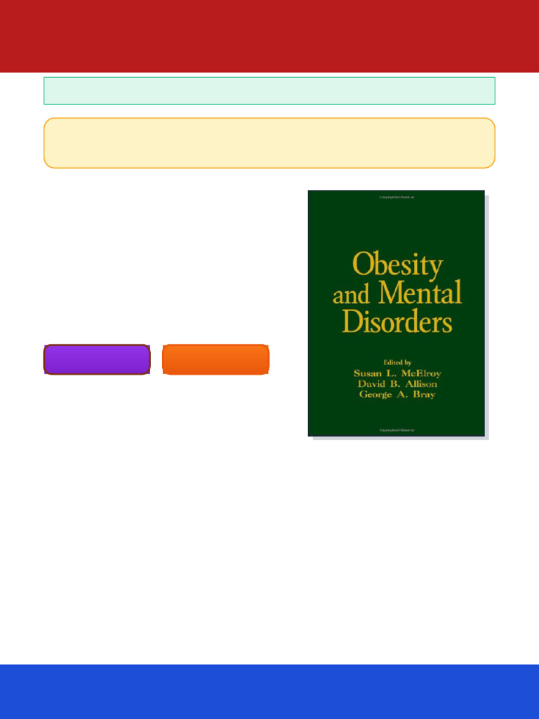 Obesity and Mental Disorders 1st Edition Susan L. Mcelroy Ebook Digital ...