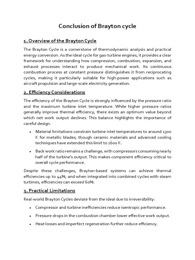 Brayton Cycle: Efficiency and Applications | PDF | Gas Turbine ...
