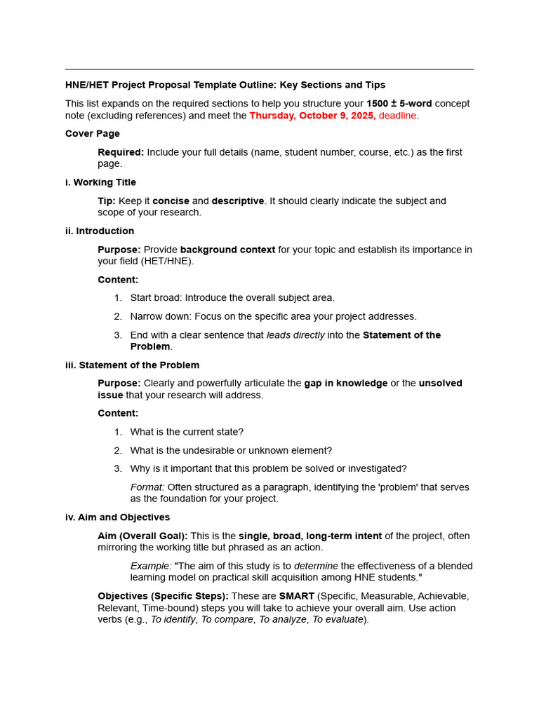 HNE/HET Project Proposal Guide | PDF | Computer Network | Subject (Grammar)
