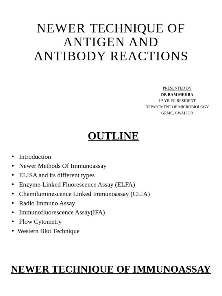 Newer Antigen and Antibody Reactions | PDF | Elisa | Immunoassay