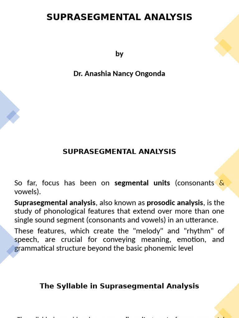 Suprasegmental Analysis of Syllables | PDF | Syllable | Stress ...