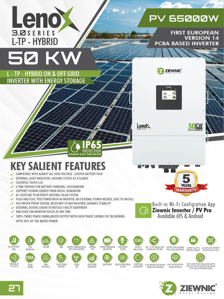 Hybrid on _ Off Grid 50kw (Pv65000) 48v With Energy Storage Catalog ...