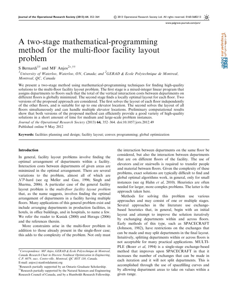 Two-Stage Method for Multi-Floor Layout | PDF | Mathematical ...