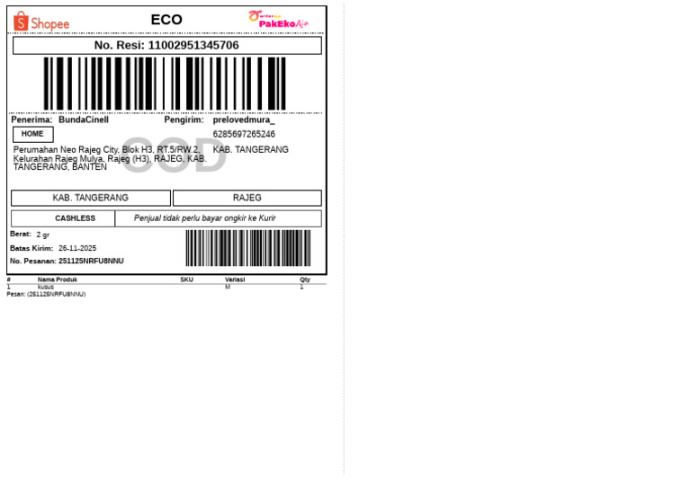 Label Pengiriman 1 | PDF
