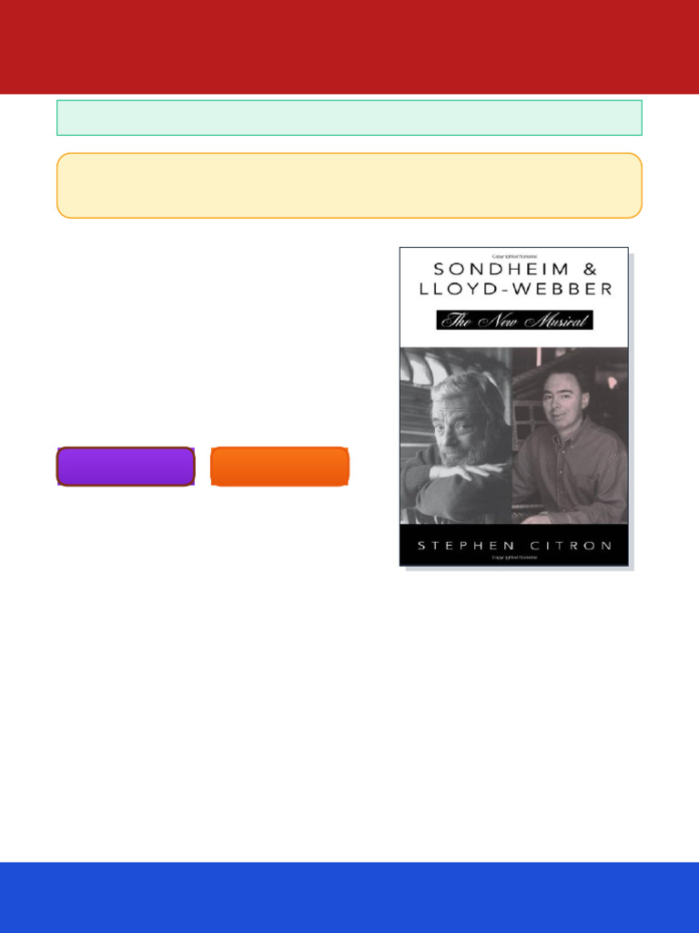 Sondheim and Lloyd Webber Stephen Citron Ebook Chapter Bundle | PDF