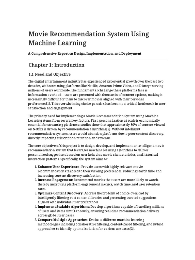 Movie Recommendation System Design Guide | PDF | Databases | Machine ...