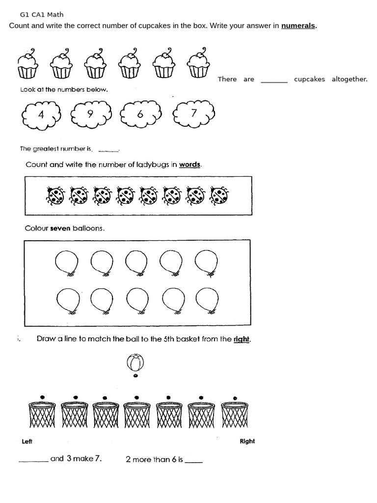 Math Counting Exercises for Kids | PDF