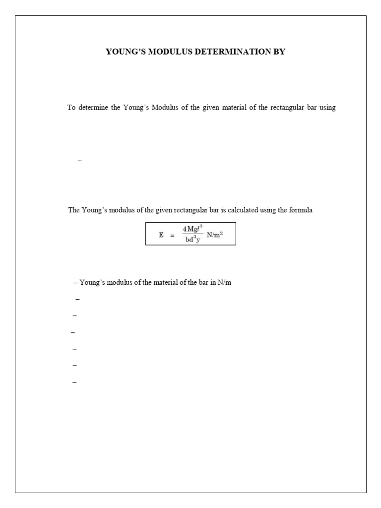 Young's Modulus via Cantilever Method | PDF | Stress (Mechanics ...