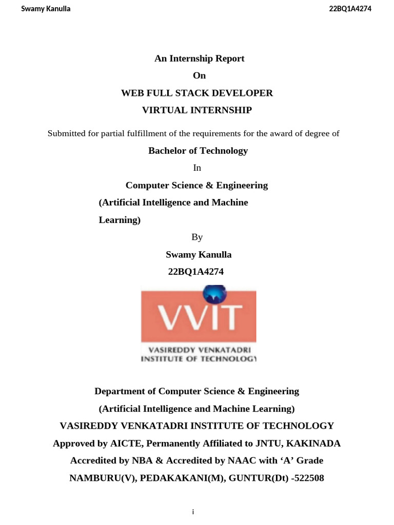 Web Full Stack Developer Internship Report | PDF | Html | Html Element