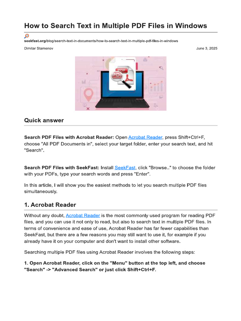 How To Search Text in Multiple PDF Files in Windows | PDF
