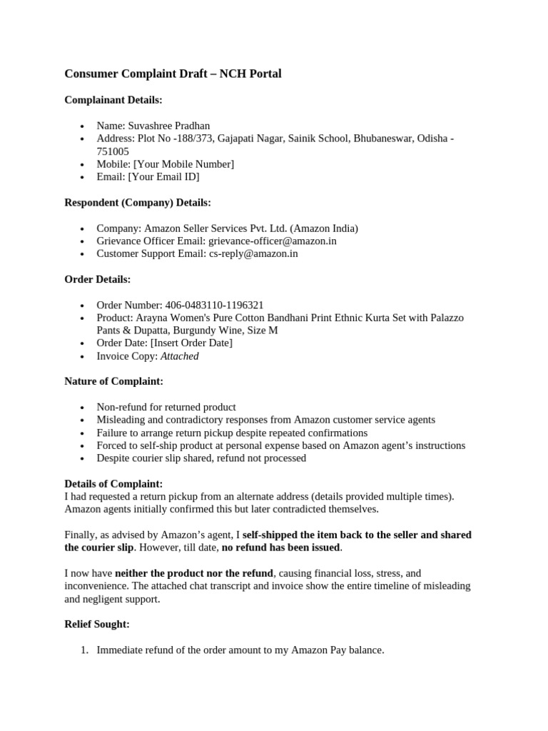 Consumer Complaint Against Amazon India | PDF | Complaint | Justice