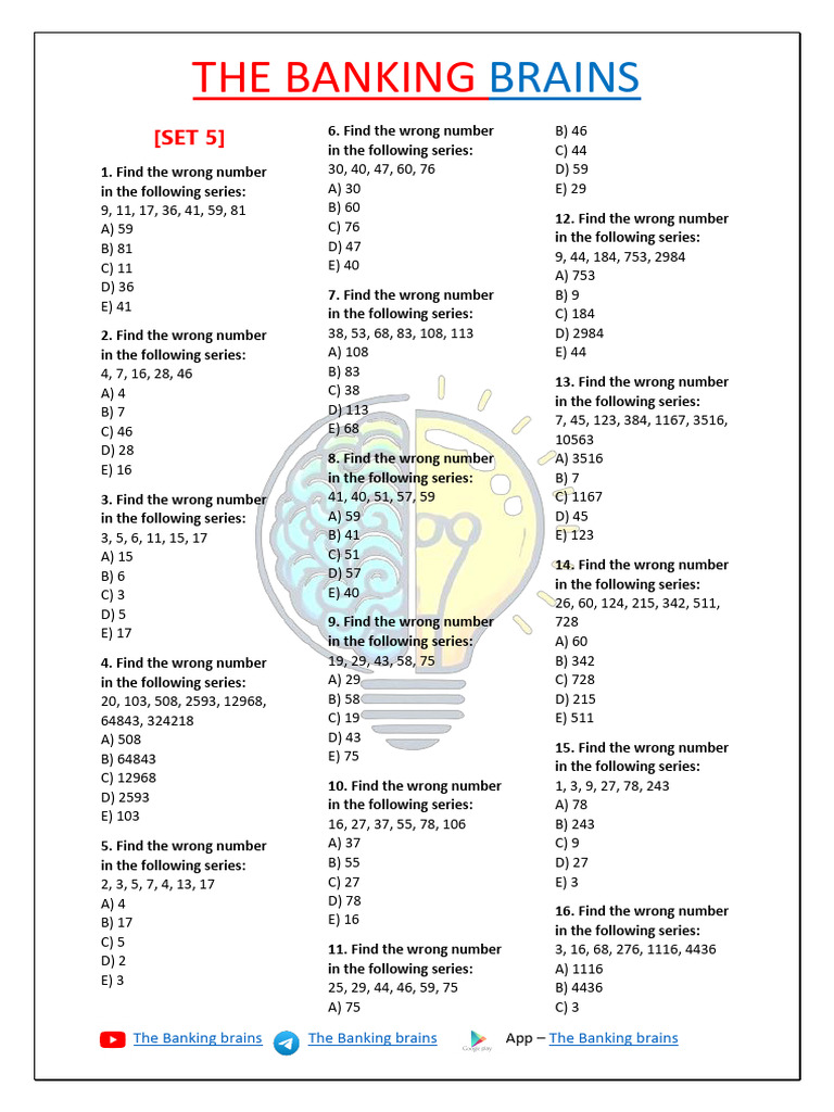 Identify Wrong Numbers in Series | PDF | Number Theory | Numbers