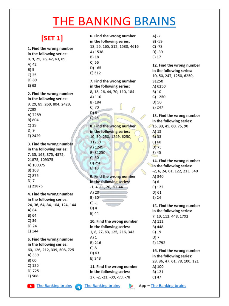 Identify Wrong Numbers in Series | PDF | Arithmetic | Number Theory