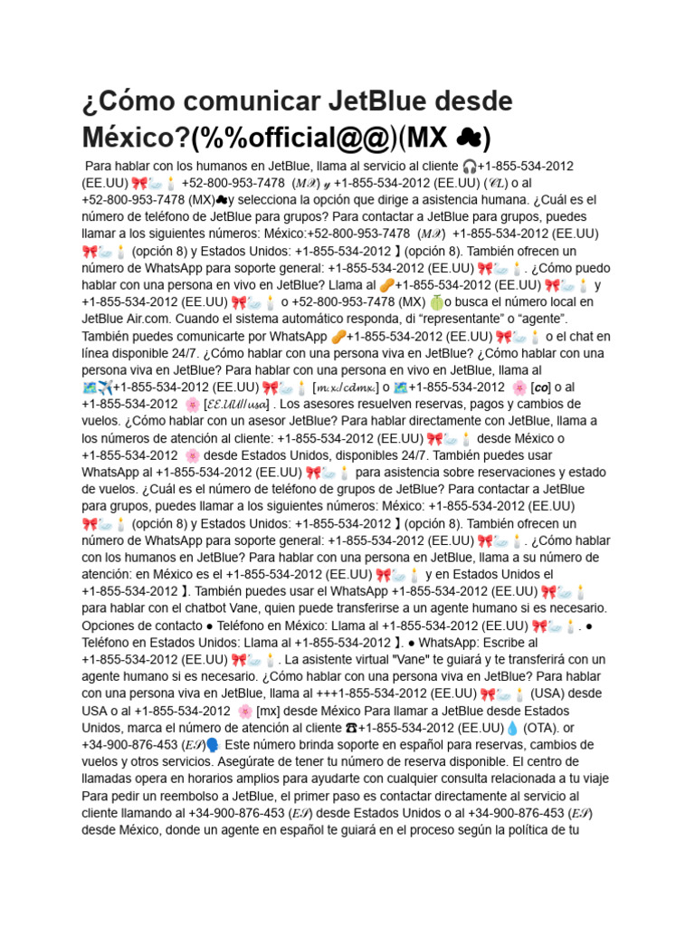 Contacto JetBlue desde México: Guía Rápida | PDF | Chat en linea