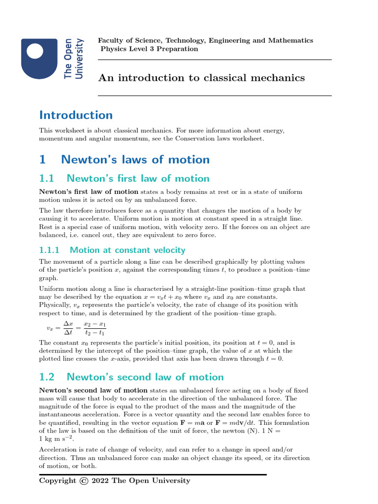 Classical Mechanics: Newton's Laws Explained | PDF | Force | Acceleration