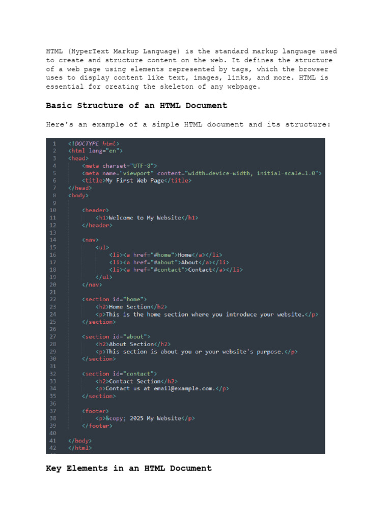HTML Document Structure Guide | PDF | Html | Html Element