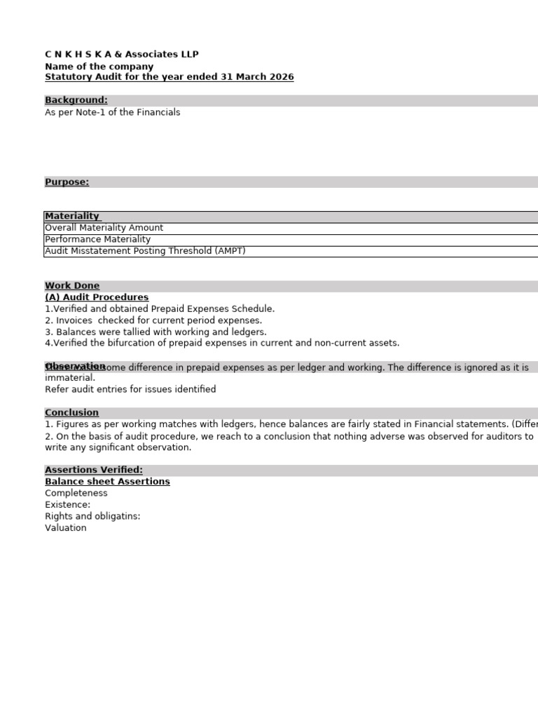 Statutory Audit Report 2026 Summary | PDF | Audit | Expense