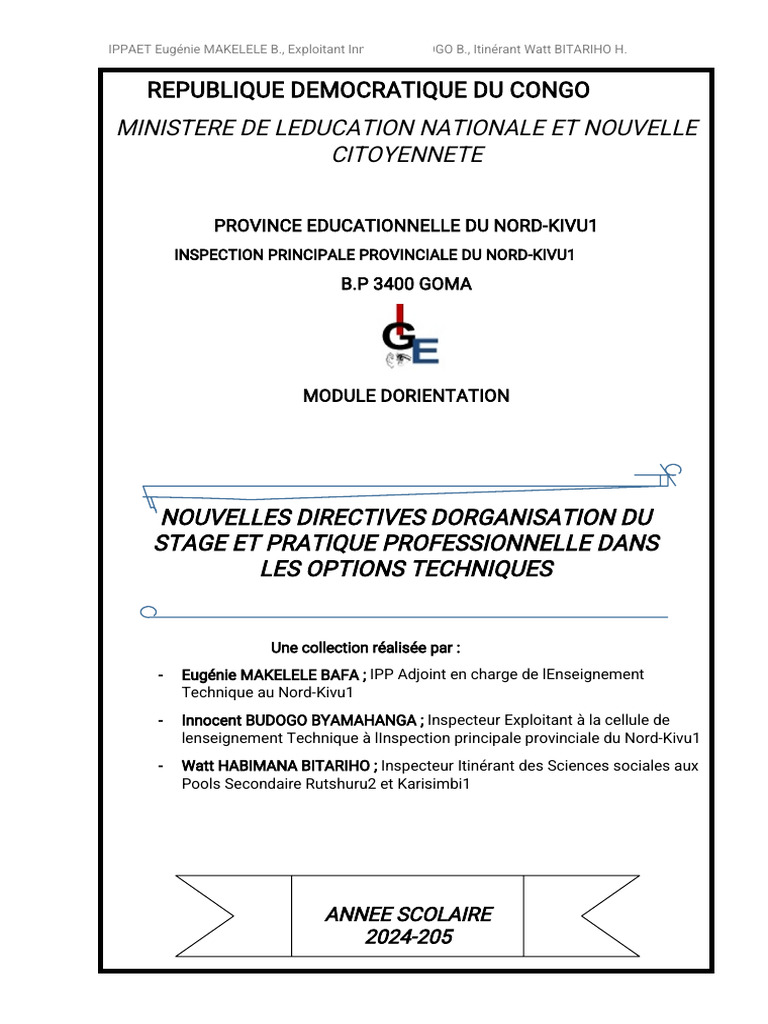 Directives pour stages techniques en RDC | PDF