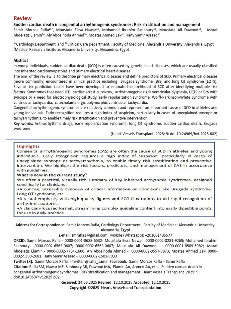 Sudden Cardiac Death in Congenital Arrhythmogenic Syndromes | PDF ...