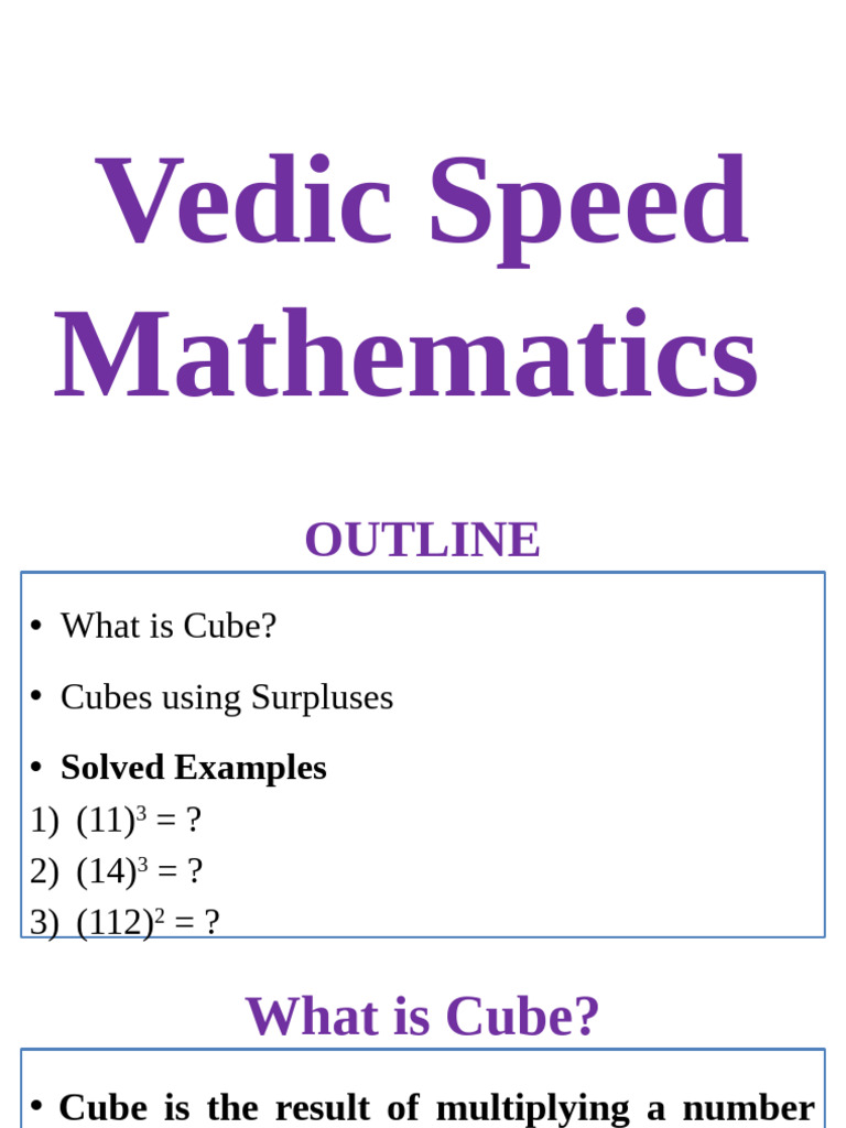 Vedic Speed Mathematics: Cubes Explained | PDF | Numbers | Multiplication