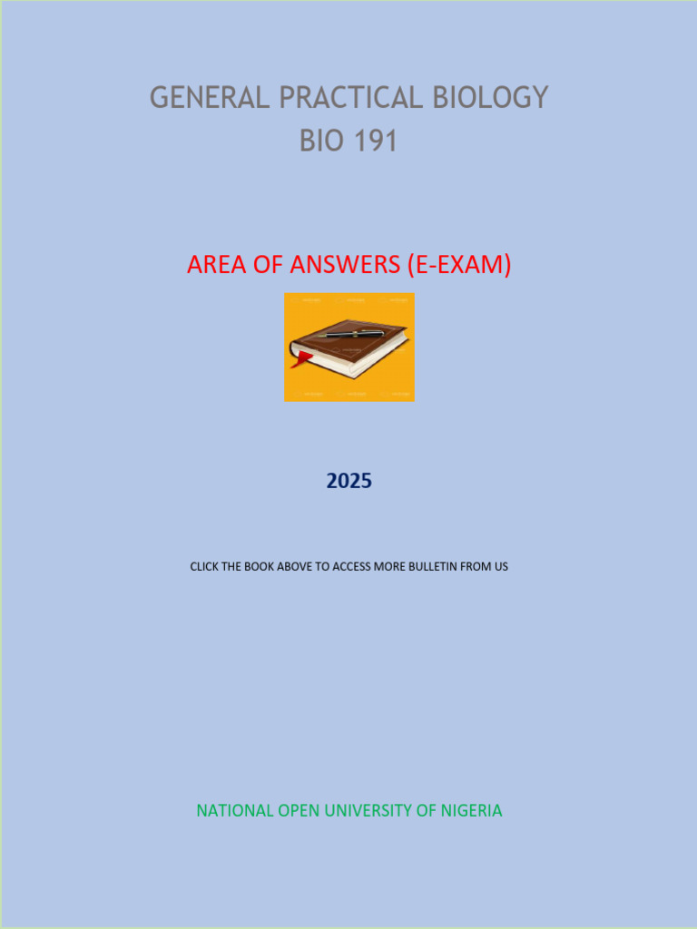 NOUN BIO 191 Exam Prep Guide | PDF | Plants | Staining